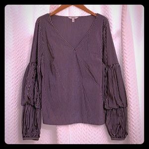 Express double Puff Sleeve striped top